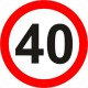 Naklejka znak zakazu  B-33-40 ograniczenie prędkości (tu 40 km)