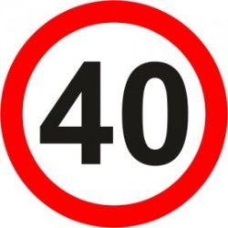 Naklejka znak zakazu  B-33-40 ograniczenie prędkości (tu 40 km)