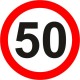 Naklejka znak zakazu  B-33-50 ograniczenie prędkości (tu 50 km)