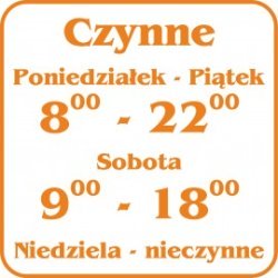 Napisy godziny otwarcia, czynne A01