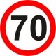 Naklejka znak zakazu B-33-70 ograniczenie prędkości (tu 70 km)