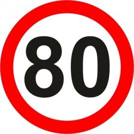 Naklejka znak zakazu B-33-80 ograniczenie prędkości (tu 80 km)