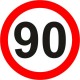 Naklejka znak zakazu B-33-90 ograniczenie prędkości (tu 90 km)