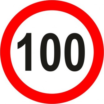Naklejka znak zakazu B-33-100 ograniczenie prędkości (tu 100 km)