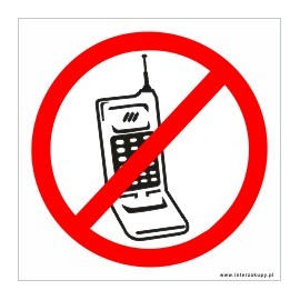 naklejka zakaz rozmawiania przez telefon 001 biały telefon