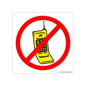 naklejka zakaz rozmawiania przez telefon 002 żółty telefon