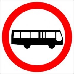 Znak drogowy B-3a Zakaz wjazdu autobusów
