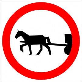 Znak drogowy B-8 zakaz wjazdu pojazdów zaprzęgowych